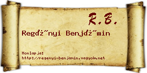 Regényi Benjámin névjegykártya