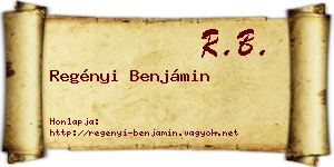 Regényi Benjámin névjegykártya